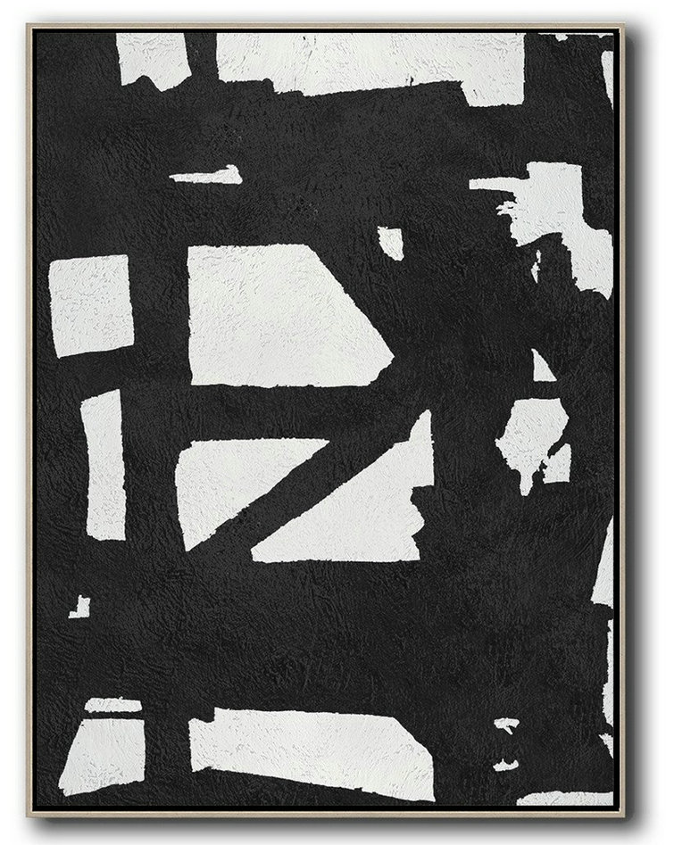 Modern Art Oil Painting,Black And White Minimal Painting On Canvas,Home Canvas Wall Art #T4H5